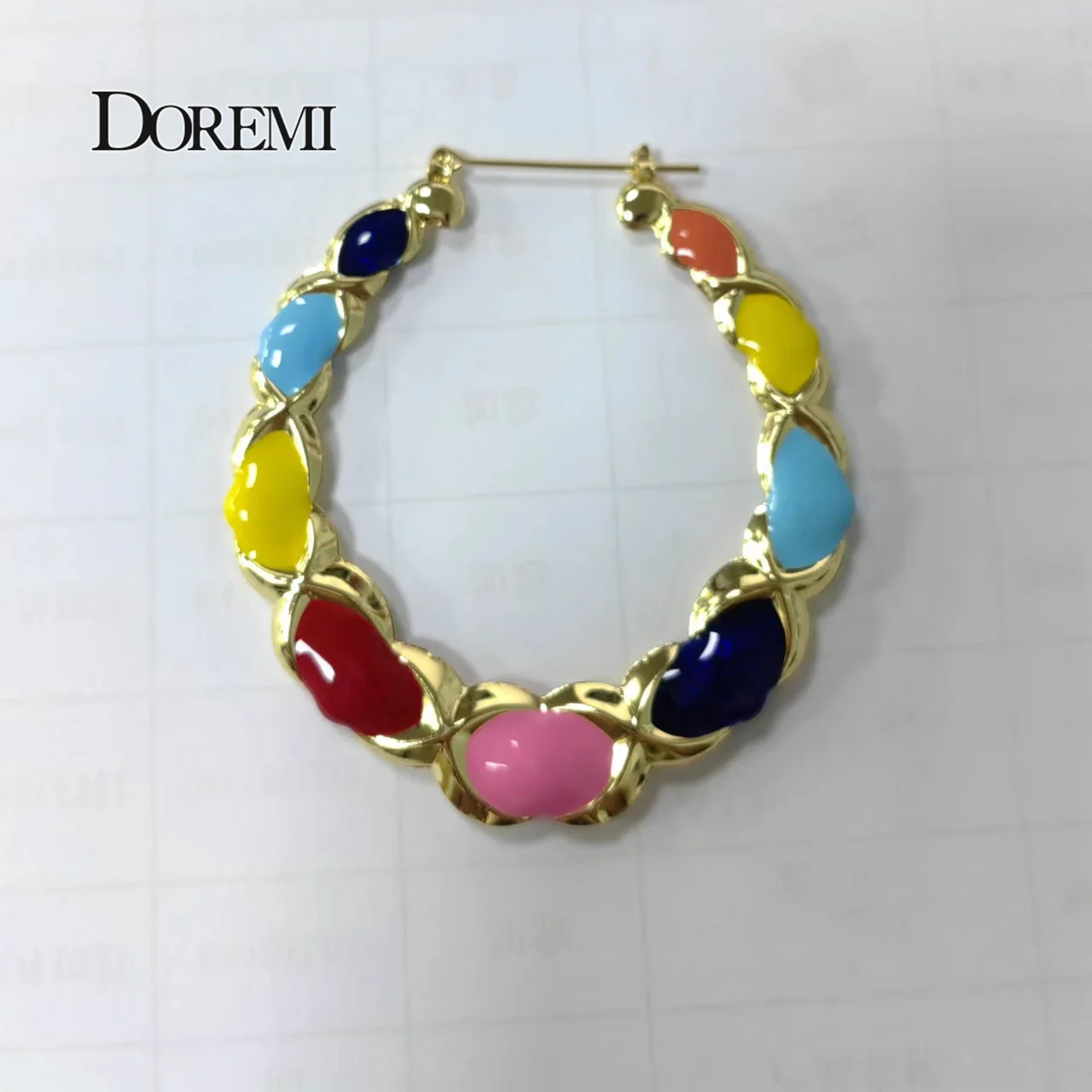 DOREMI Enamel Colorful Multishape Bamboo Earrings Hiphop Customize Color Earring Bamboo Style Custom Earrings for Women Gifts