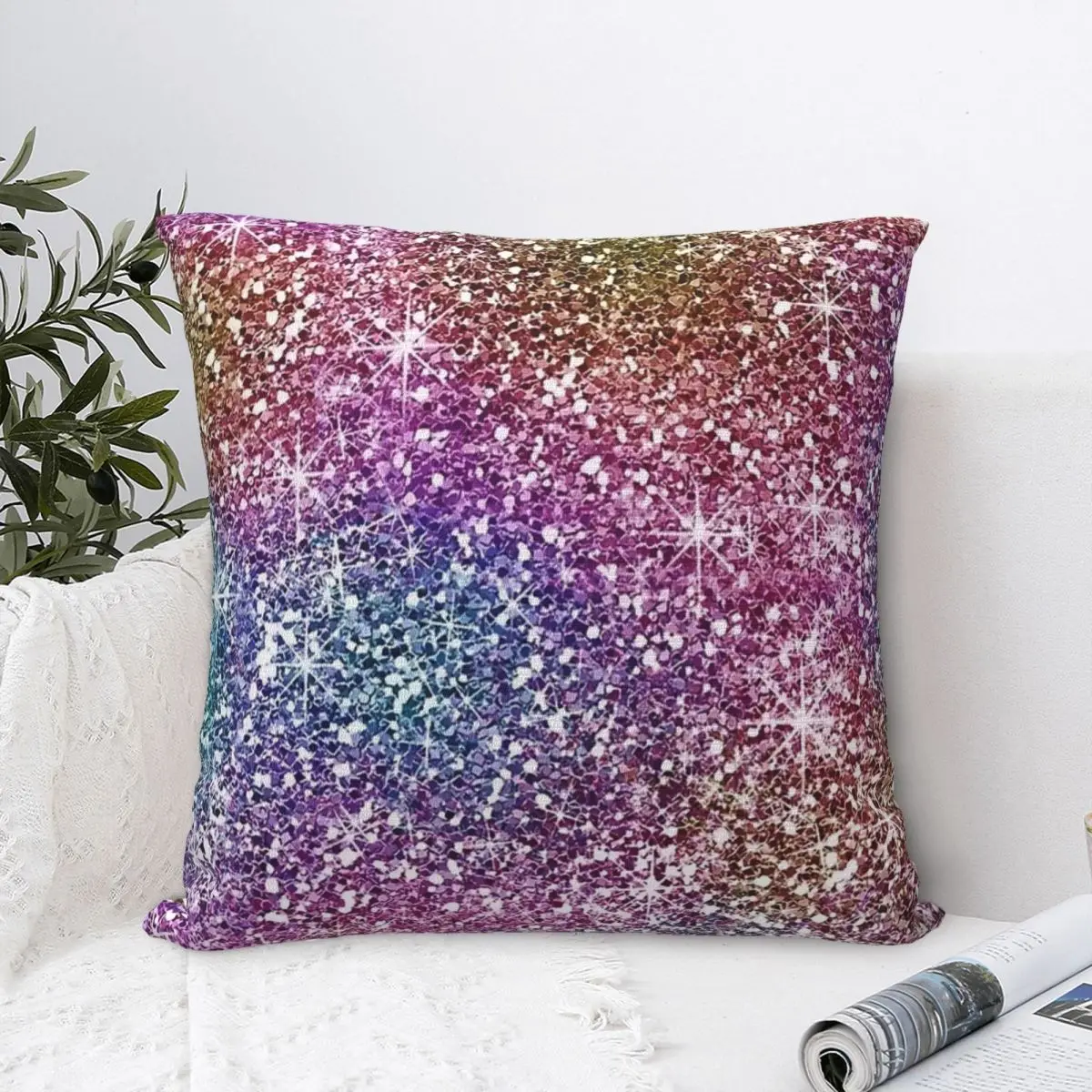 

Rainbow Glitter Texture Pillowcase Pillows Cover Cushion Comfort Throw Pillow Sofa Decorative Cushions Used for Home Bedroom