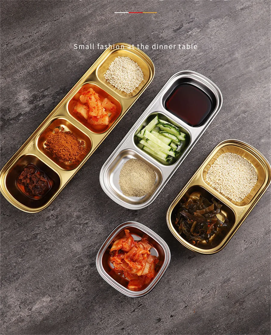 304 Stainless Steel Korean Style Flavour Plate Dipping Plate Hot Pot Seasoning Plate Barbecue Tableware