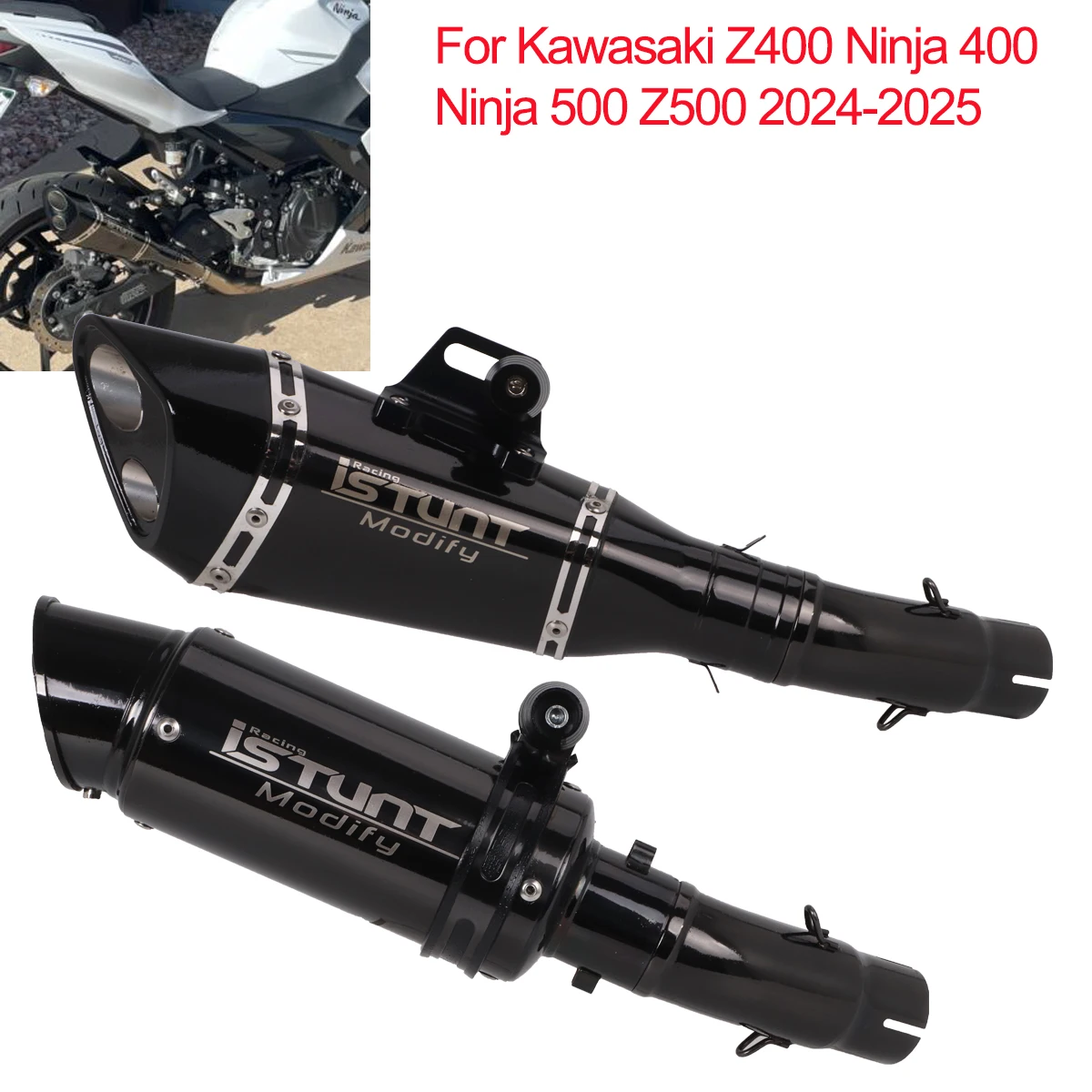 

Z500 Exhaust Escape System Middle Pipe Slip on for KAWASAKI Z400 NINJA 400 EX400 2017-2024 Ninja 500 2024 2025