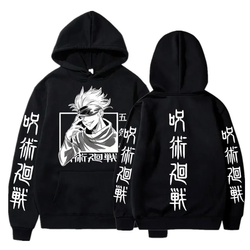 

Japan Anime Jujutsu Kaaiisen Gojo Satoru Hoodies Sweatshirt Casual Manga Print Sweatshirts Loose Long Sleeve Men Hoodie Streetwe