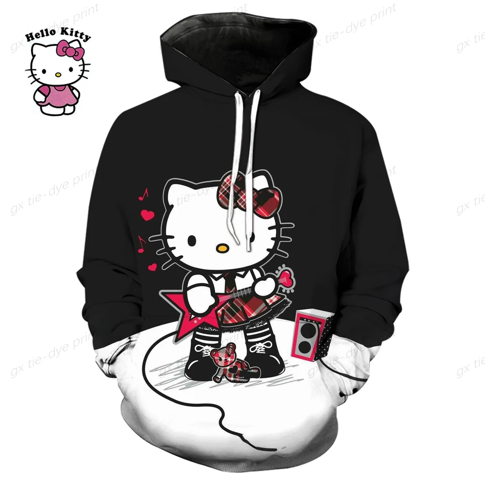 Y2k Hello Kitty Print Hoodies Women Men Hip Hop Zipper Long Sleeve Jacket Coats Autumn Harajuku Casual Loose Hooded Sweatshirt