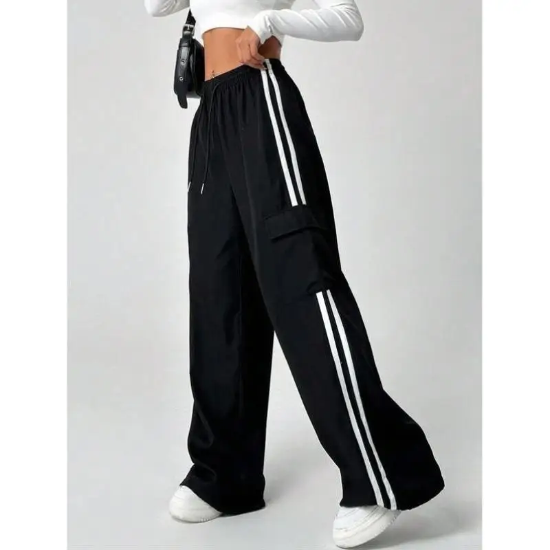 

ex Casual Pants High Waist Straight Leg Multi-ket Flat Pattern Men's Women's Cross-Border New Sle Cargo Pants