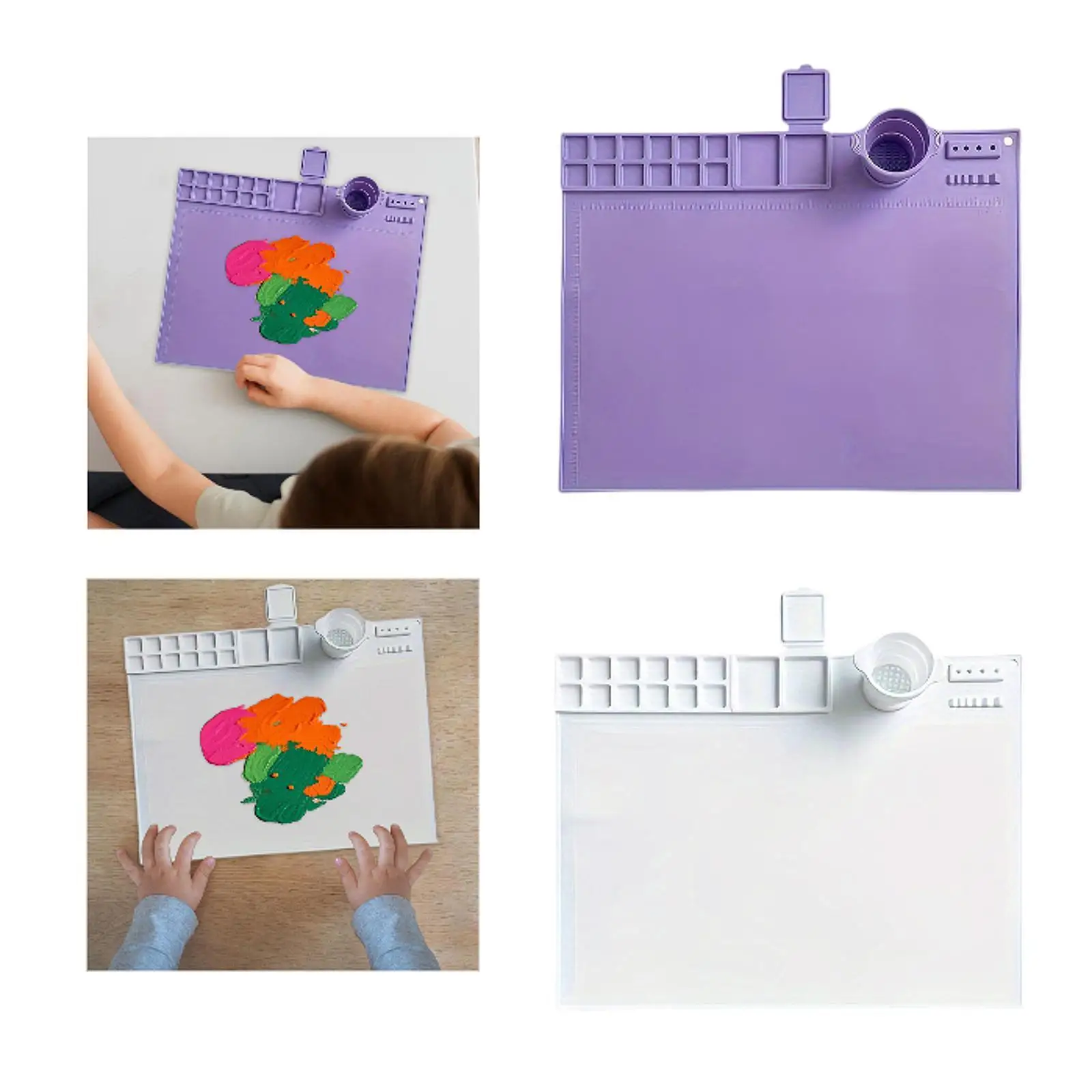 

Silicone Painting Mat with Cup Crafts Paint Mat Easy Cleaning Table Graffiti Mat Washable Drawing Mat for Art Drawing Play