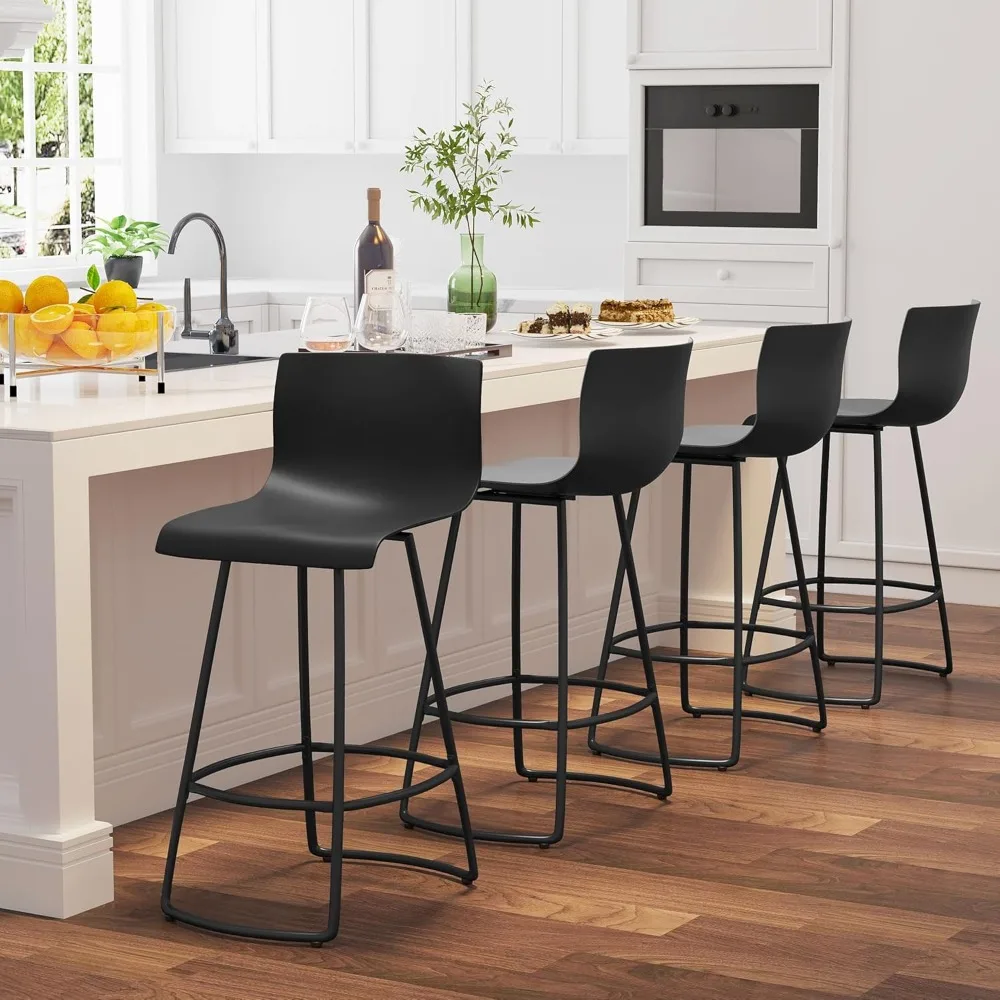 

Bar Stools Set of 4 Counter Height Stools Modern Swivel Bar Stools Bar Chairs with Back Plastic 26" Metal Counter Height stools,