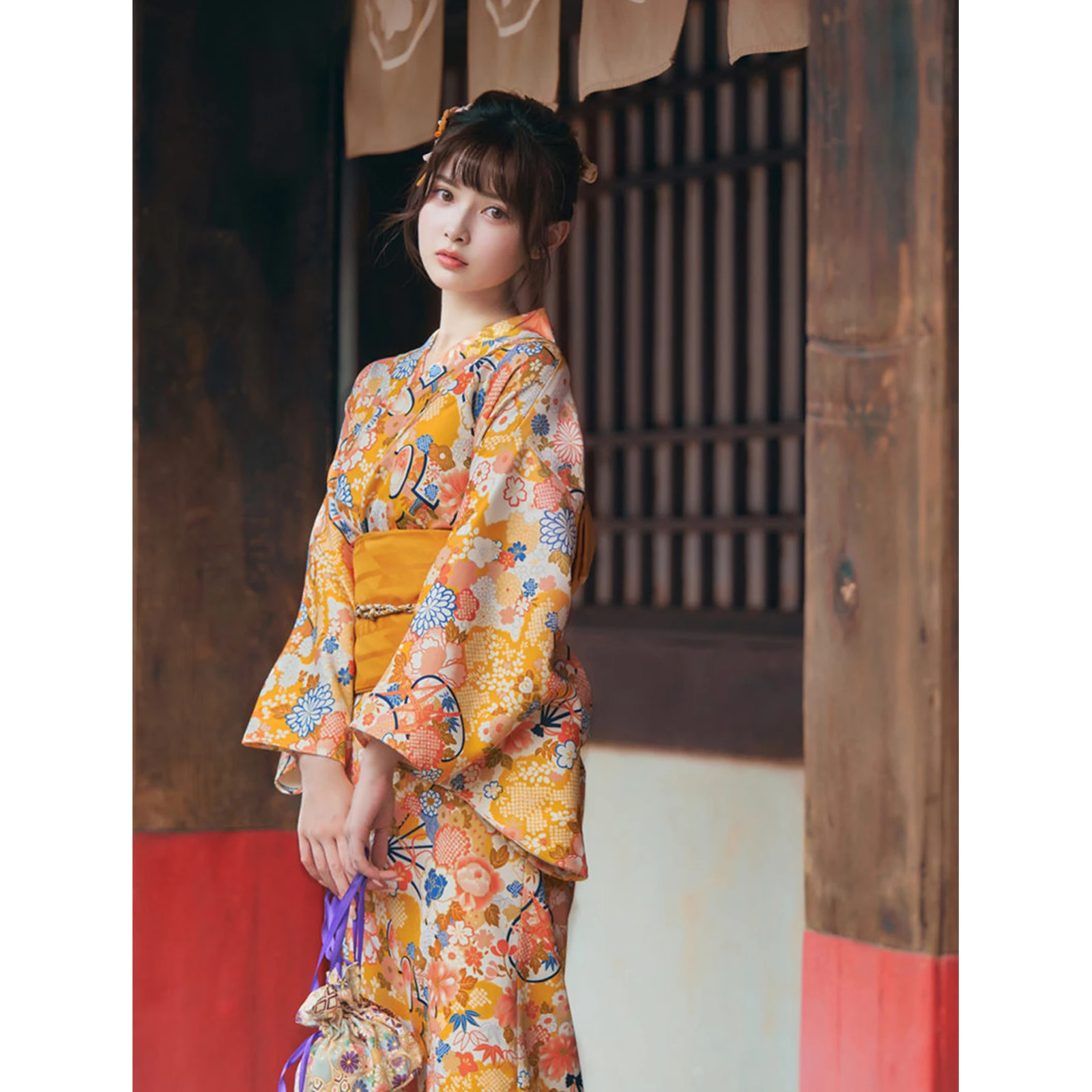 Women Japanese Kimono Lightweight Traditional Kimono Long Robe Yukata for Fancy Dress Home Festival Stage Performance Halloween