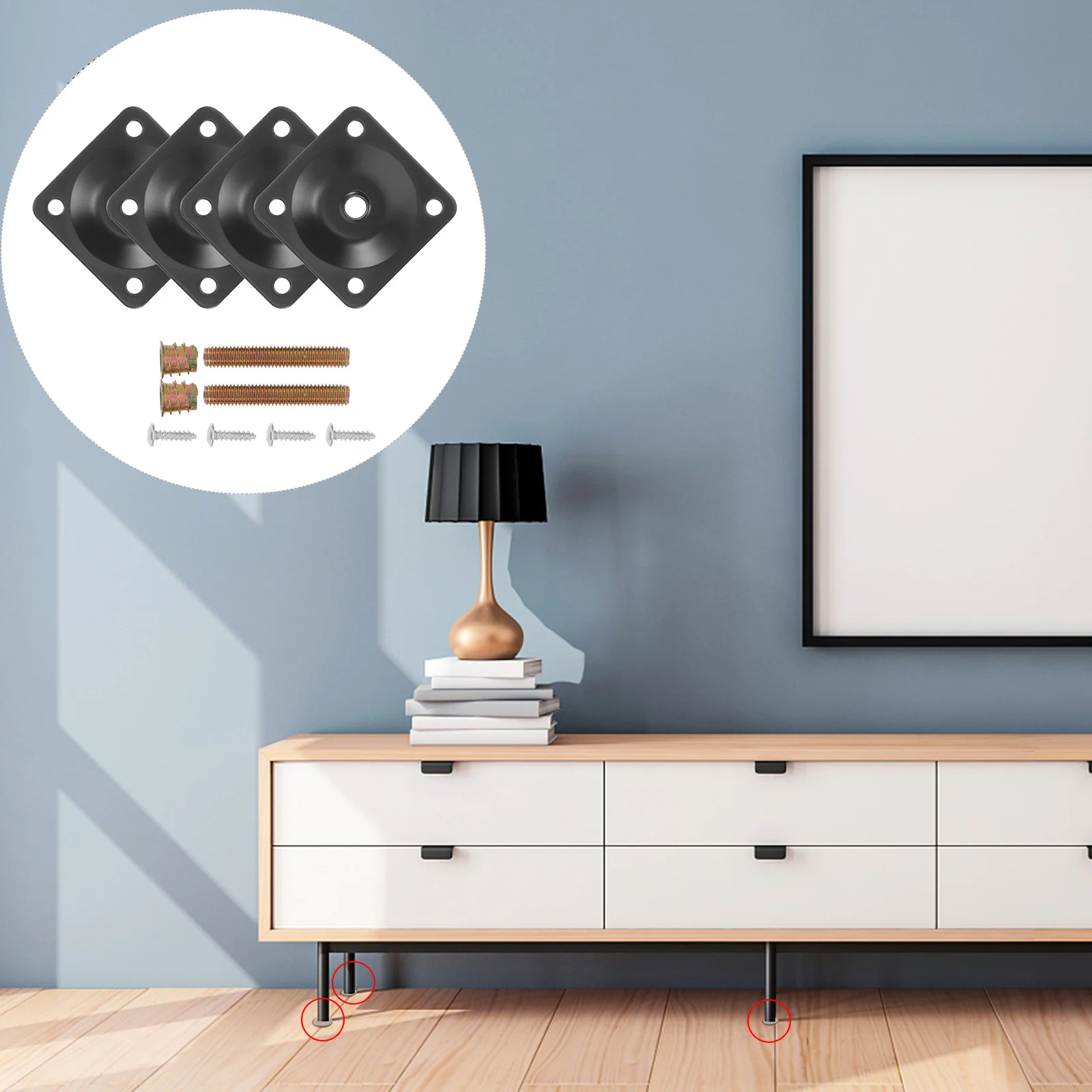 Furniture Leg Mounting Plate Nut Attachment Plates Iron Table Connector Connectors