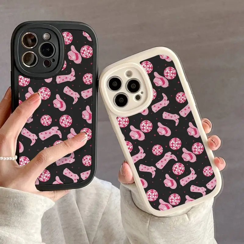 Retro Cowgirl Pink Western Phone Case For IPhone 11 12 13 14 15 Plus Pro Max PU Leather Silicon Soft Cover