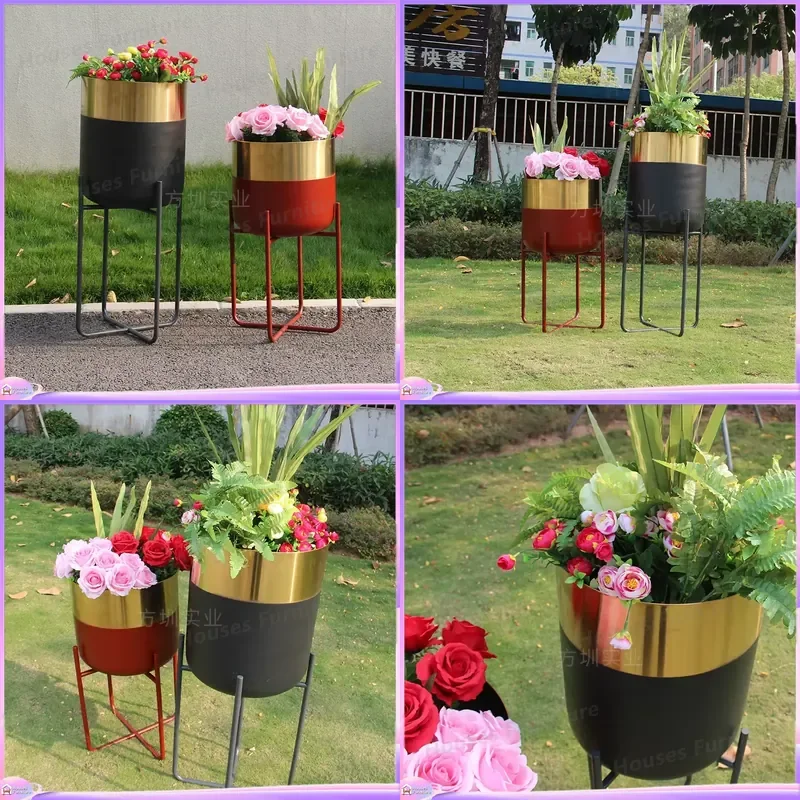 Stainless Steel Floor to Ceiling Flower Pot Round Modern Simple Outdoor Garden Planter Powder Coated Metal Plant Stand Home