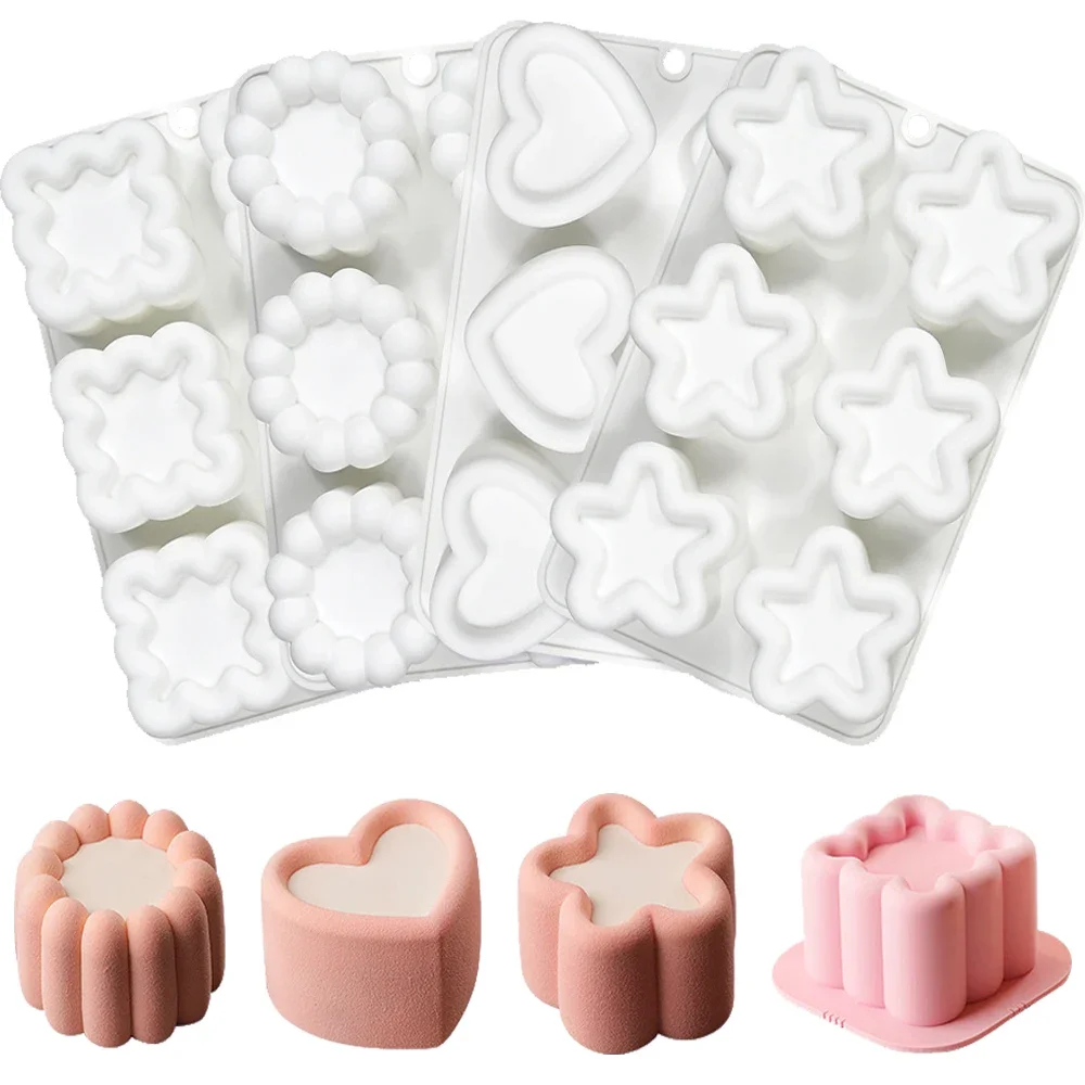 

Silicone Flower Love Star Mousse Cake Baking Pan Pastry Mould Nonstick Jelly Pudding Chocolate Muffin Cheesecake Baking Tools