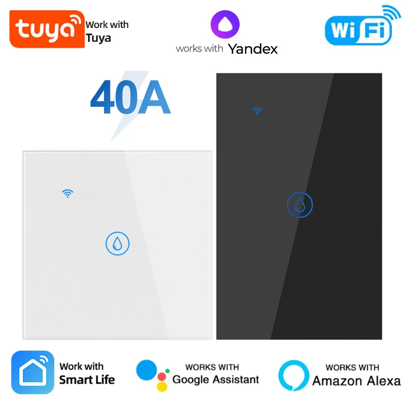 

40A Tuya Smart Wifi Water Heater Boiler Touch Switch Air Conditioner Light Timing EU Us Brazil Wall App For Alexa Google Home