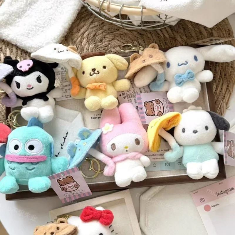 

10CM Kuromi Hangyodon My Melody Umbrella Plush Toy Keychain cartoon umbrella holding cinnamoroll pochacco kt plushie bag charm