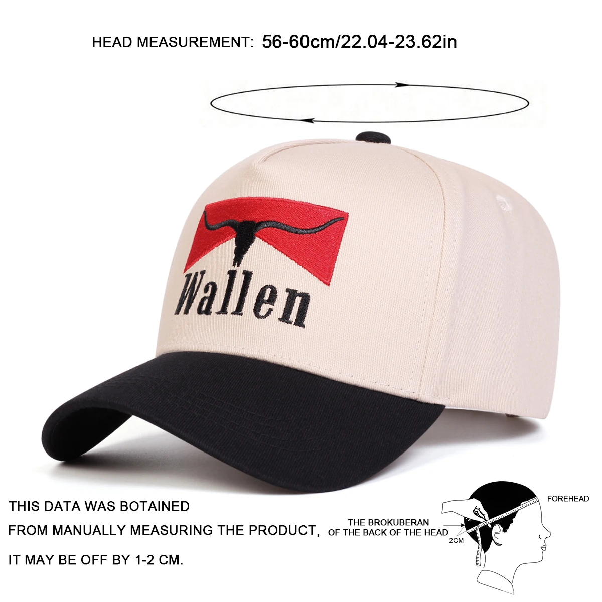 Unisex WALLEN Baseballkappen mit Buchstabenstickerei, Frühling und Herbst, verstellbare Freizeithüte für den Außenbereich, Sonnenschutzhut, Sportkappe – Detail 5