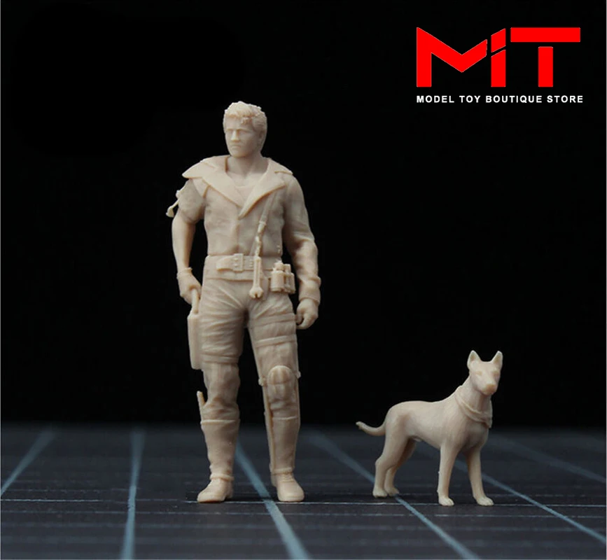 Figura en miniatura de Mad Crazy, figura de soldados masculinos y perros, modelo de Coches, Vehículos, juguetes, 1/64, 1/43