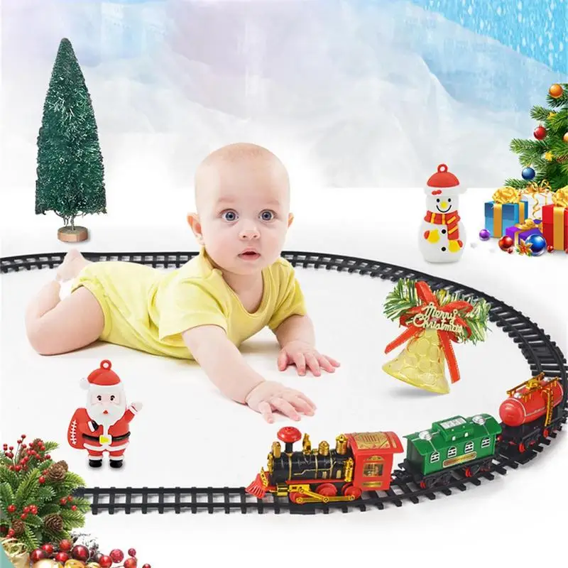 Christmas Train Set Christmas Train Decorations Festive Home Decor DIY Car Track Carriages And Tracks Toys Christmas Gift For