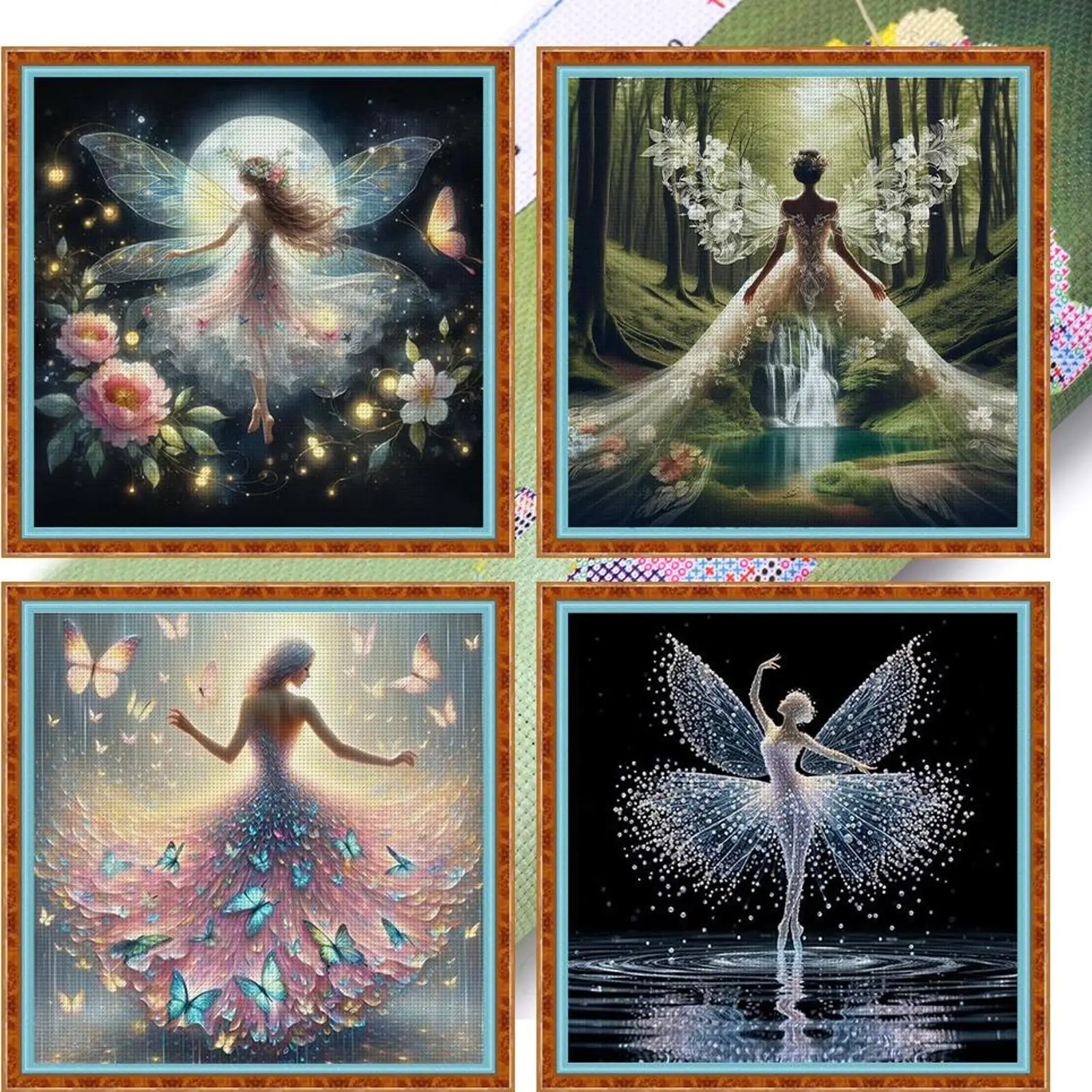 

Набор для вышивания крестиком для девочек, 4 шт., 45x45 см, 11CT, рукоделие, декор