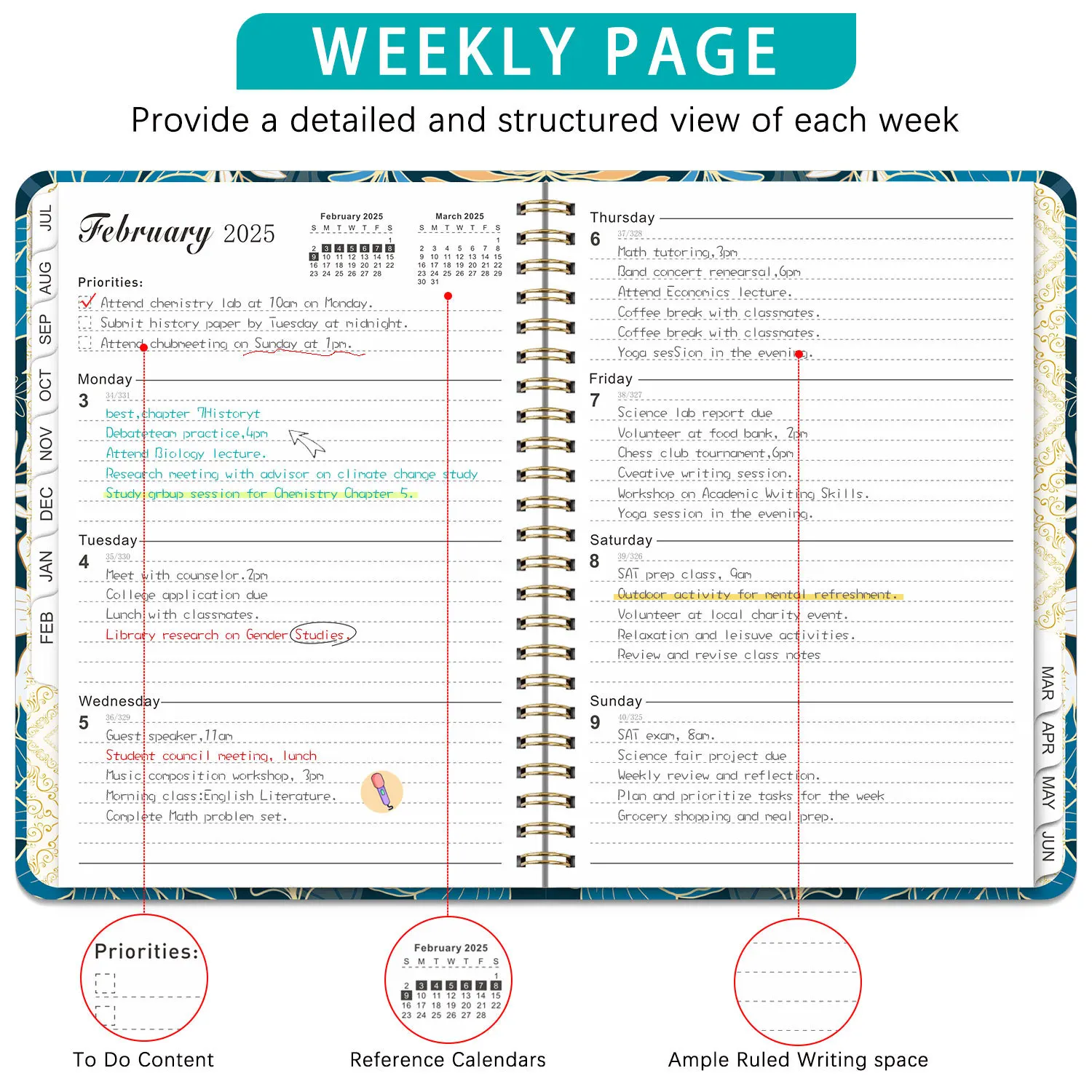 Imagem -05 - Agenda Spiral Notebook Diário sem Data Plano Semanal Meta Hábito Diário de Horários Escritório Papelaria Escolar 2023 a5