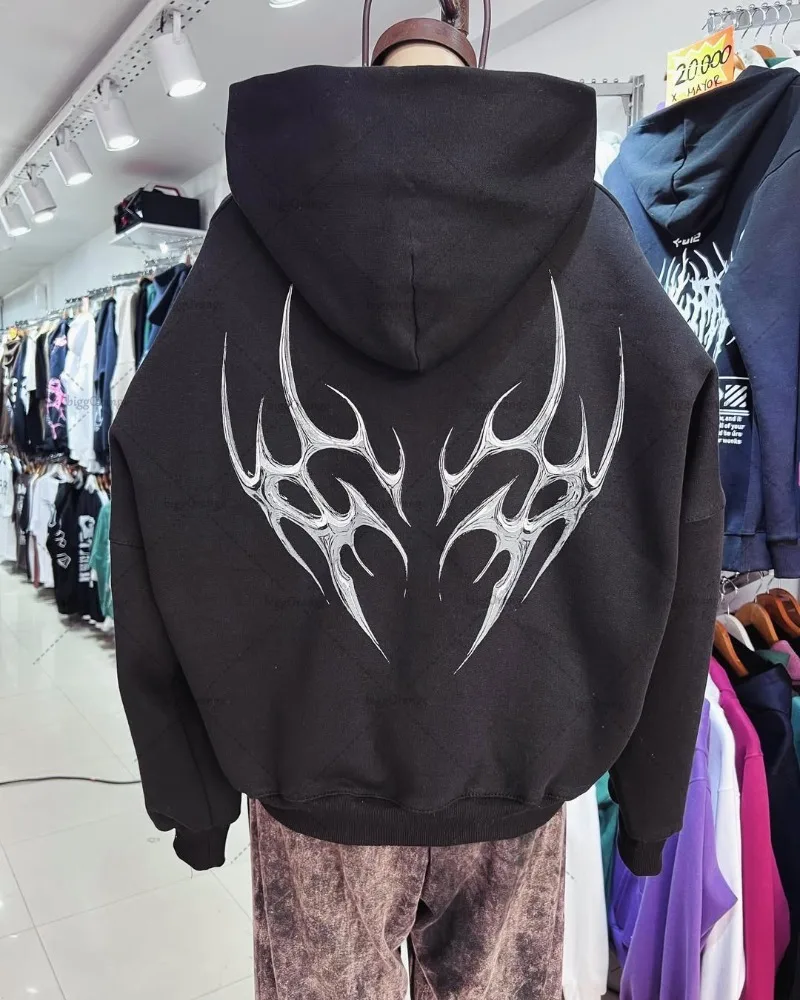 

Gothic Graphic Hoodie Streetwear Women American Hip-hop Retro High Street Trendy Y2K Harajuku Casual Oversized Sweatshirt Men