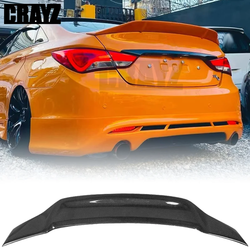 Car-Styling R Style Luster Carbon Fiber Pattern Abs Rear Trunk Spoiler Wing Fit For Hyundai Sonata 8 2011 - 2013