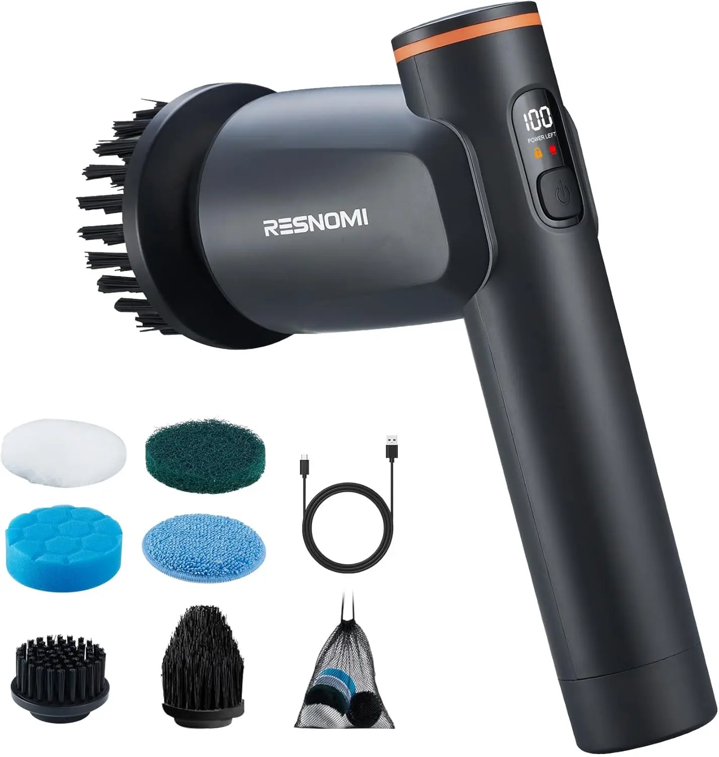 Lavapavimenti elettrico a rotazione, lavapavimenti per doccia da bagno con display LCD, lavapavimenti elettrico a 2 velocità per la pulizia con 6 He sostituibili