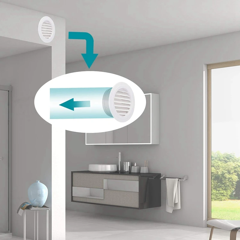 8インチラウンド空気ベントabsルーバーグリルカバー白soffitでベント内蔵フライメッシュについて浴室オフィスキッチンventil