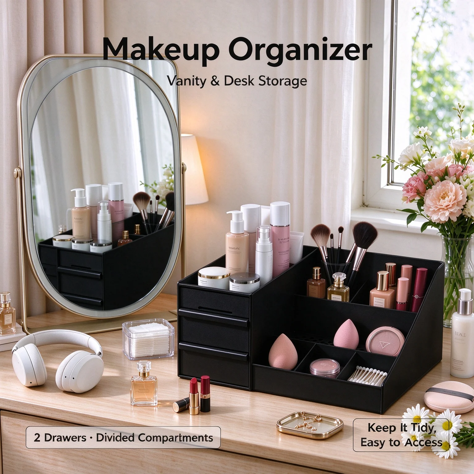 Home Edit Bathroom Storage - Organizer do kosmetyków, 2 szuflady z