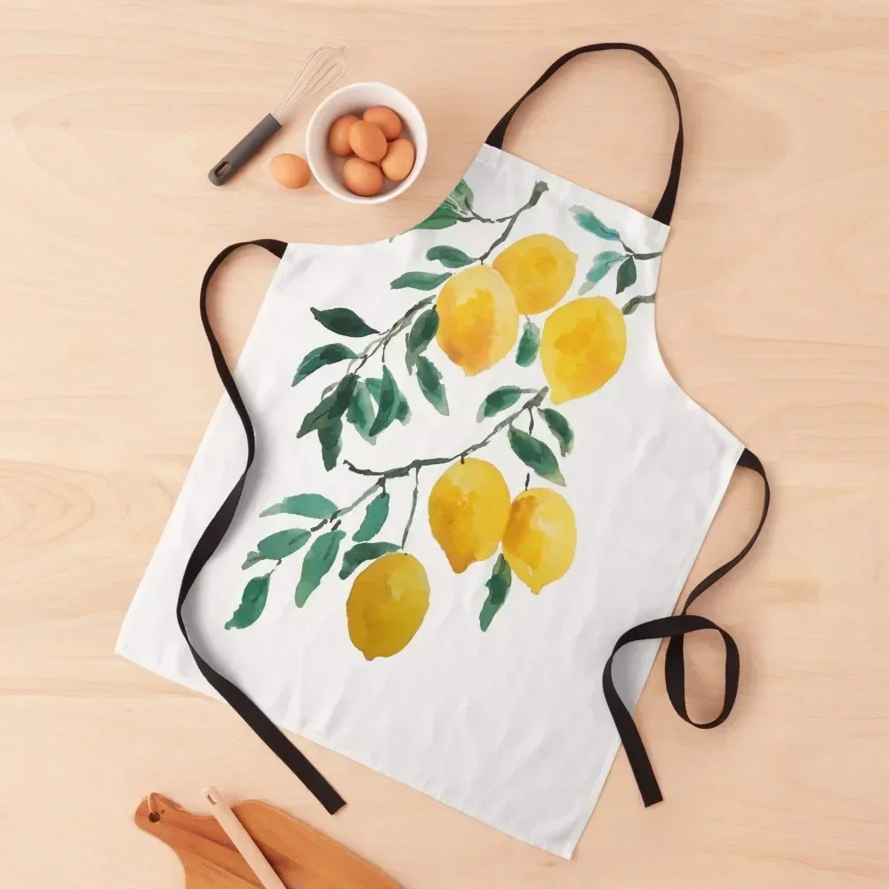 

yellow lemon watercolor Apron women's kitchens Kitchens For Men Apron