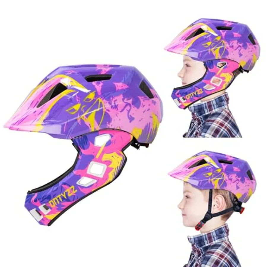 

Bicycle Helmet Adjustable Safety Full Face Helmet Lightweight Toddler Mountain Full Bike Helmet for Skating Cycling Scooter for