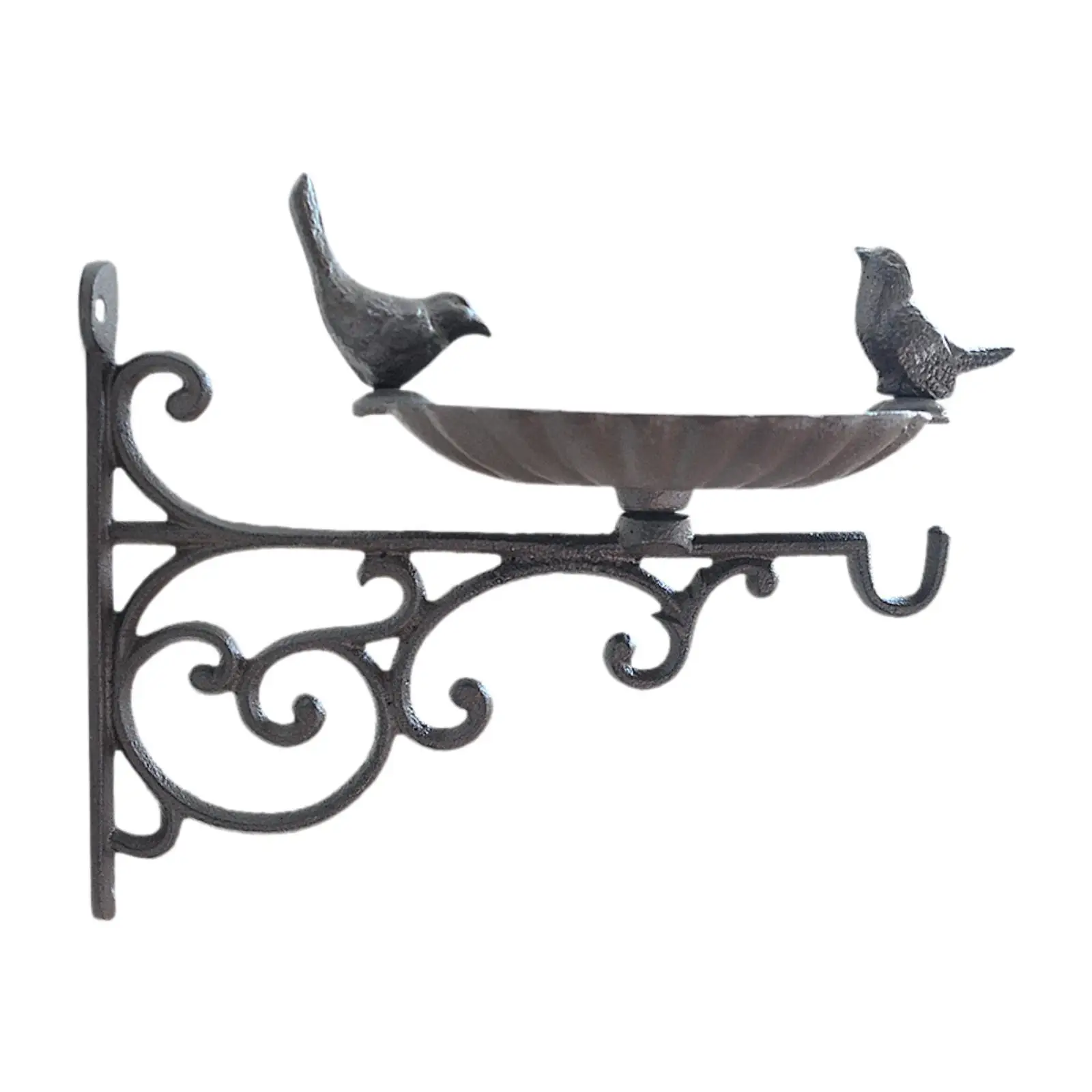 

Wall Mounted Bird Bath with Hanging Plant Hanger Lovely Birds Hanger Wall Hook for Planters Deck Outdoor Wind Chimes Garden