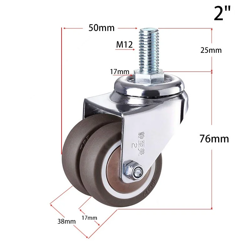 Imagem -05 - Heavy Duty Giratória Stem Borracha Rodízio Rodas Rodízios de Bloqueio Rodízios de Substituição para Móveis M12 x 25 mm Pcs