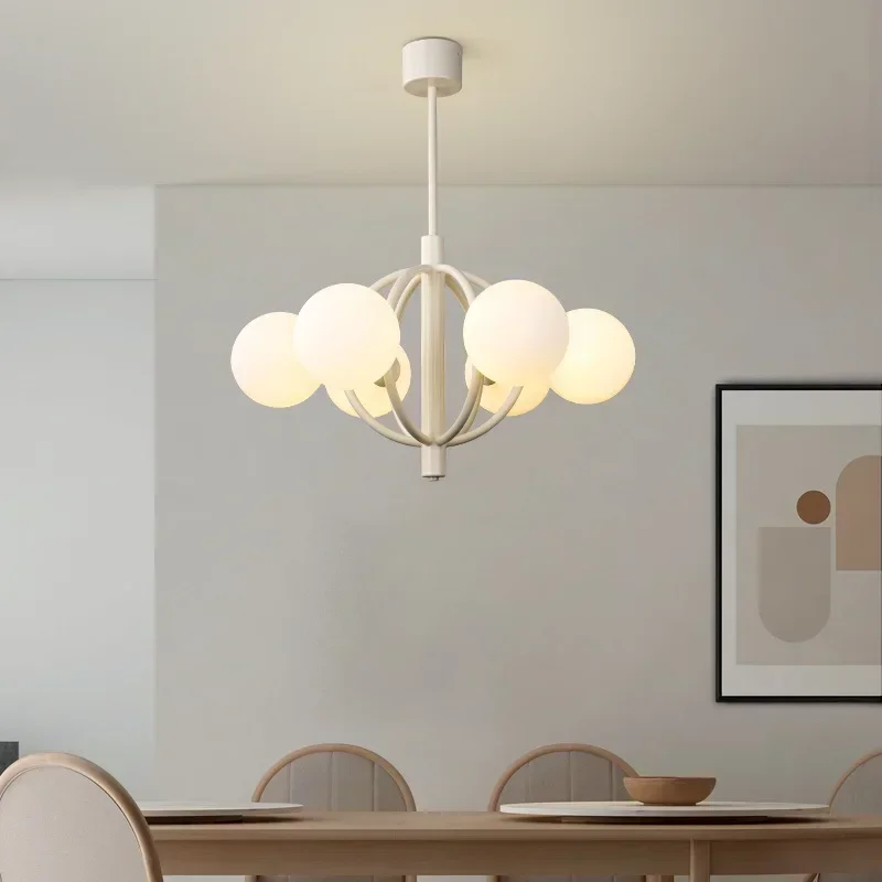 

GHJUYIOL French Cream Style Chandelier Modern Simple Designer Family Bedroom Living Room Creative Design LED Chandelier