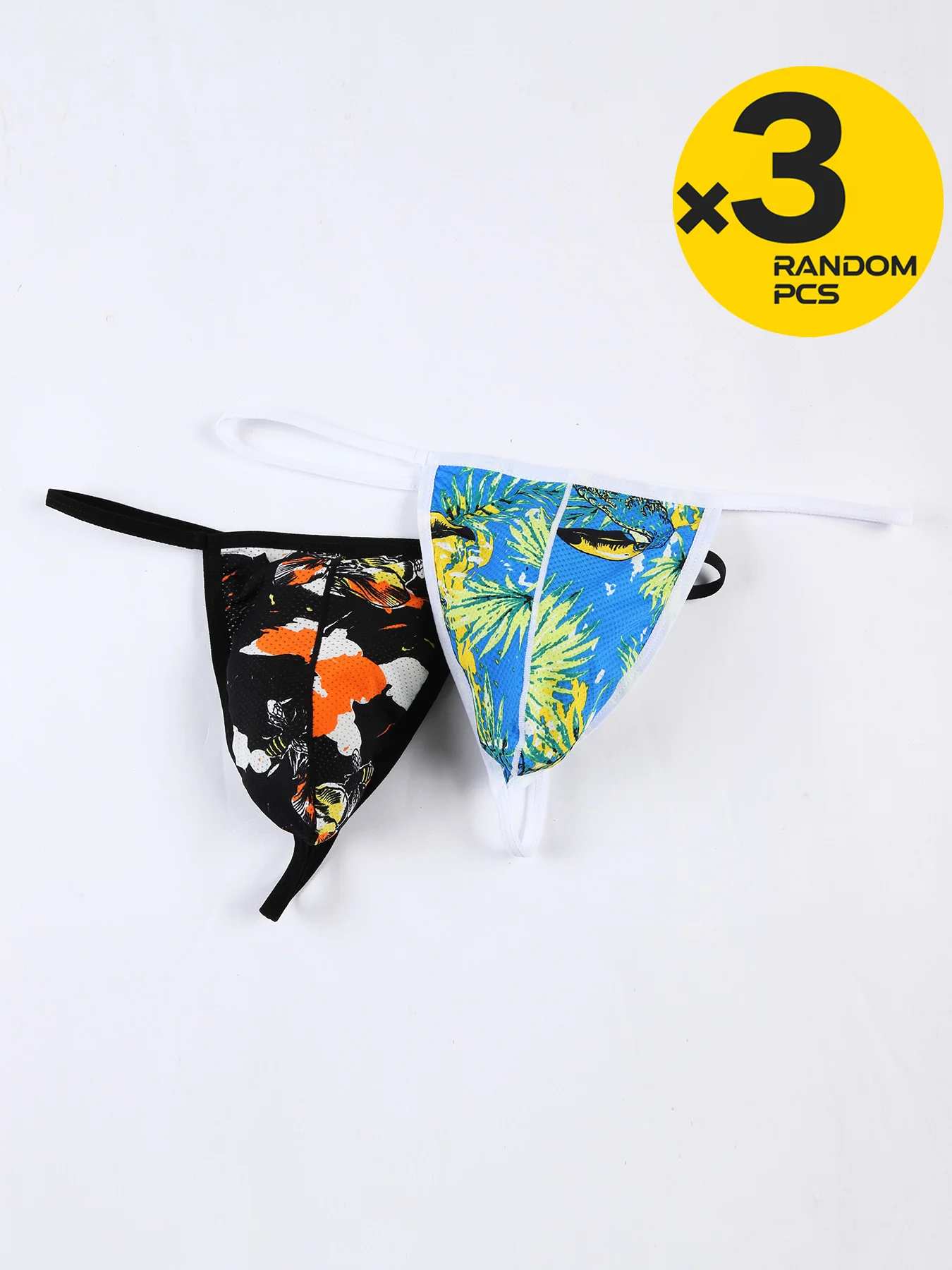 

Mens Sexy Lingerie Jockstraps T-Back Thongs G-Strings Printed Tanga Hombre Underwear Ropa Interior Hombre Panties 3pc 4pc Random