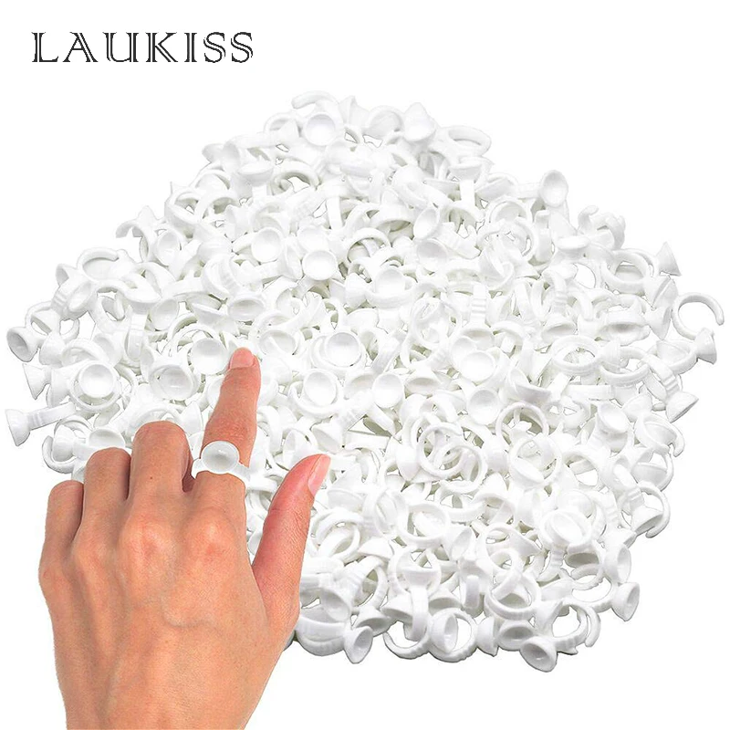 100pcs Glue Rings For Eyelash Extension Nail Art Glue Holders Eyelash Pallet Cups For Tattoo Pigment Makeup Tools