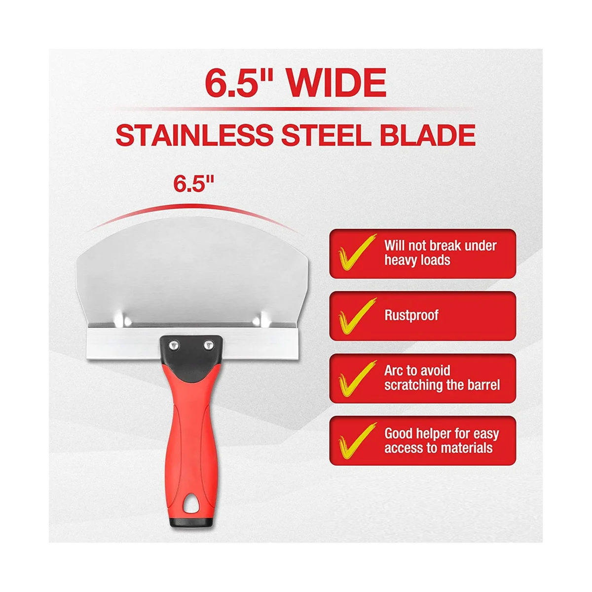 Colher de balde de 2 pces para drywall, colher de balde de aço inoxidável de gesso-lâmina sagrada curvada de 6.5 Polegada para pintura, argamassa