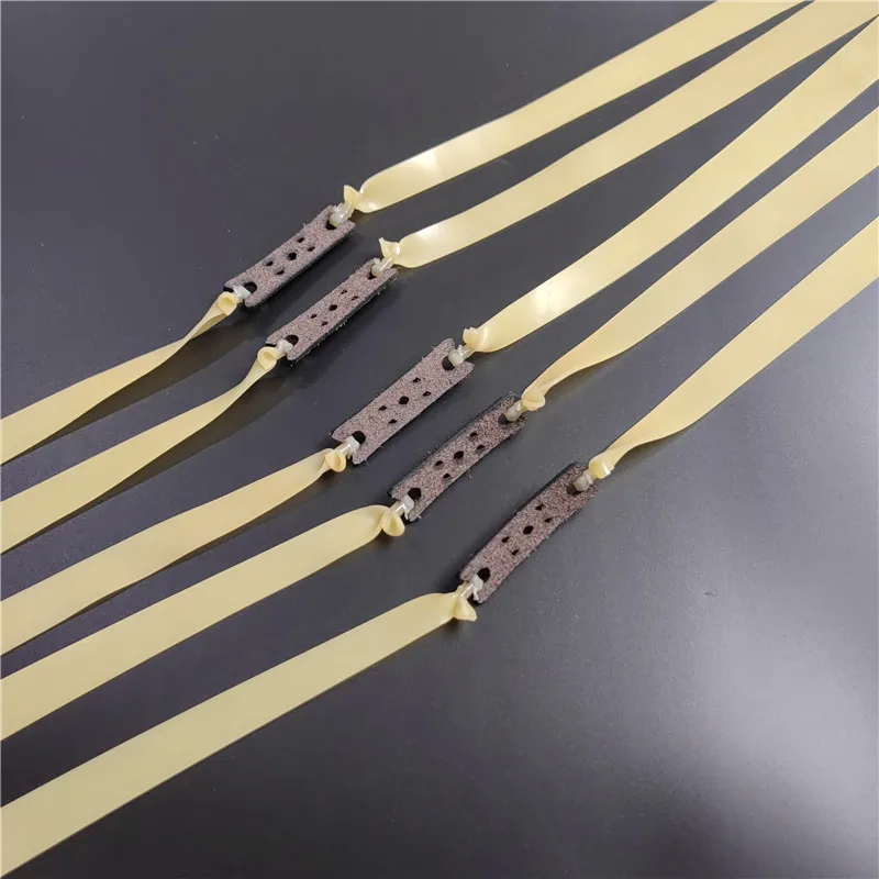 5 /10 Pcs/set Thickness 1.5mm/0.06in Thick Slingshot Latex Flat Rubber Strip, Leather Pocket Color Random, Outdoor Shooting