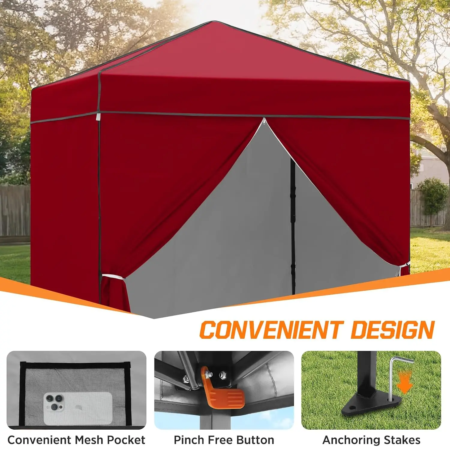 6x4 Pop Up Canopy Tent with Removable Side Walls, Easy Setup Lightweight Portable Sun Shelter for Beach, Camping, Customized view 6
