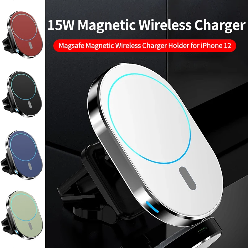 15W Magsafe Wireless Charger Magnetic Car Phone Holder Mount Wireless Adapter for IPhone14/13/12 Pro Max Wireless Fast Charger