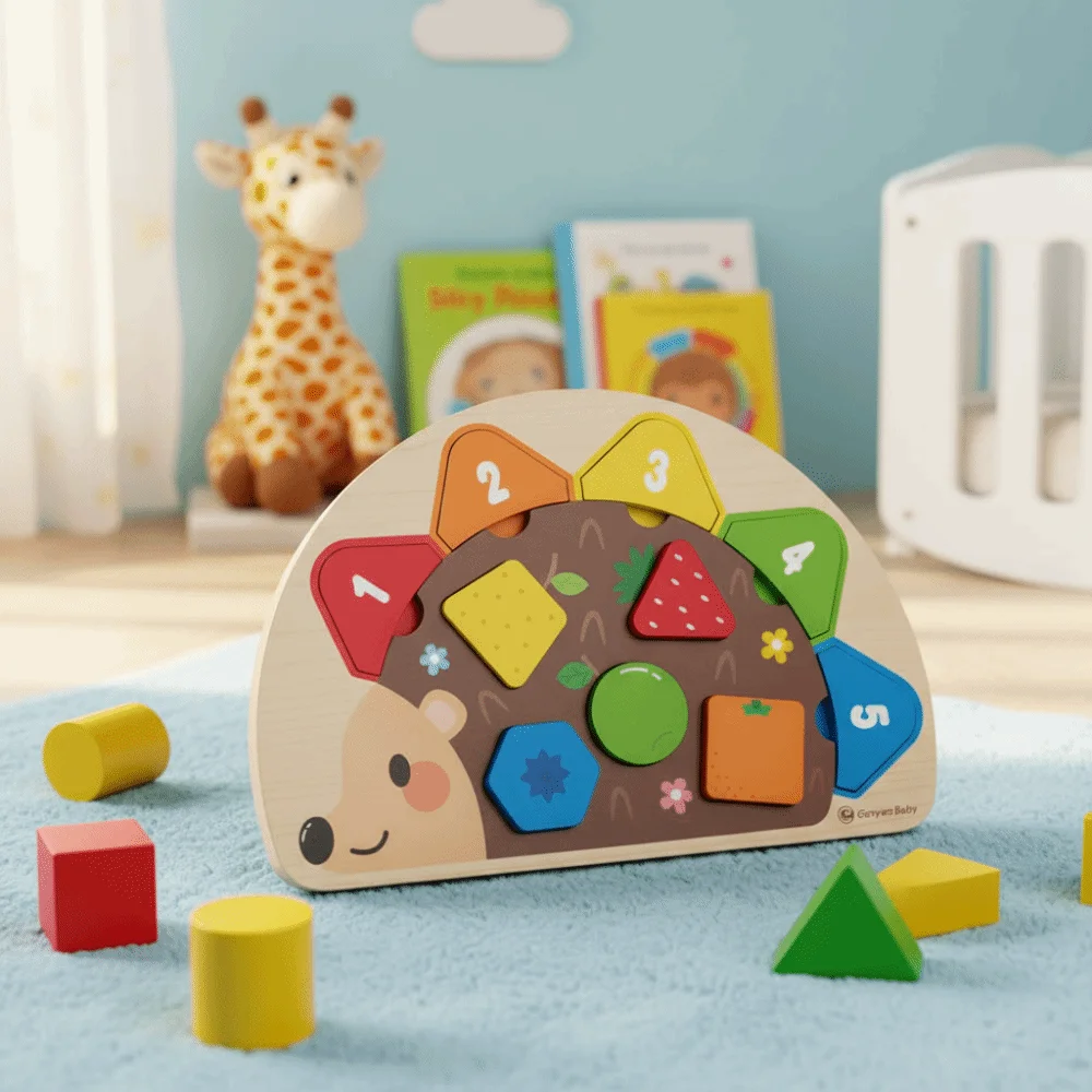 

Деревянный Монтессори-пазл с ярким дизайном, многофункциональная развивающая доска для захвата, сортировка по форме, мультяшные фигуры