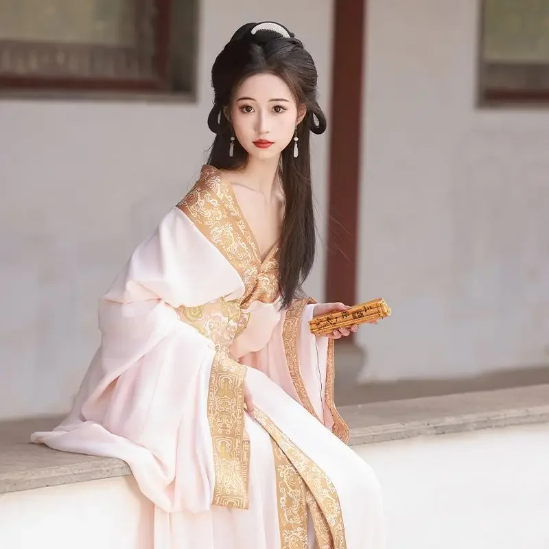 Hanfu ชุดสงครามจีนดั้งเดิมสำหรับผู้หญิงชุดคาร์นิวัลสีแดงสีแดงวินเทจสีดำสีเบจขนาดใหญ่พิเศษ