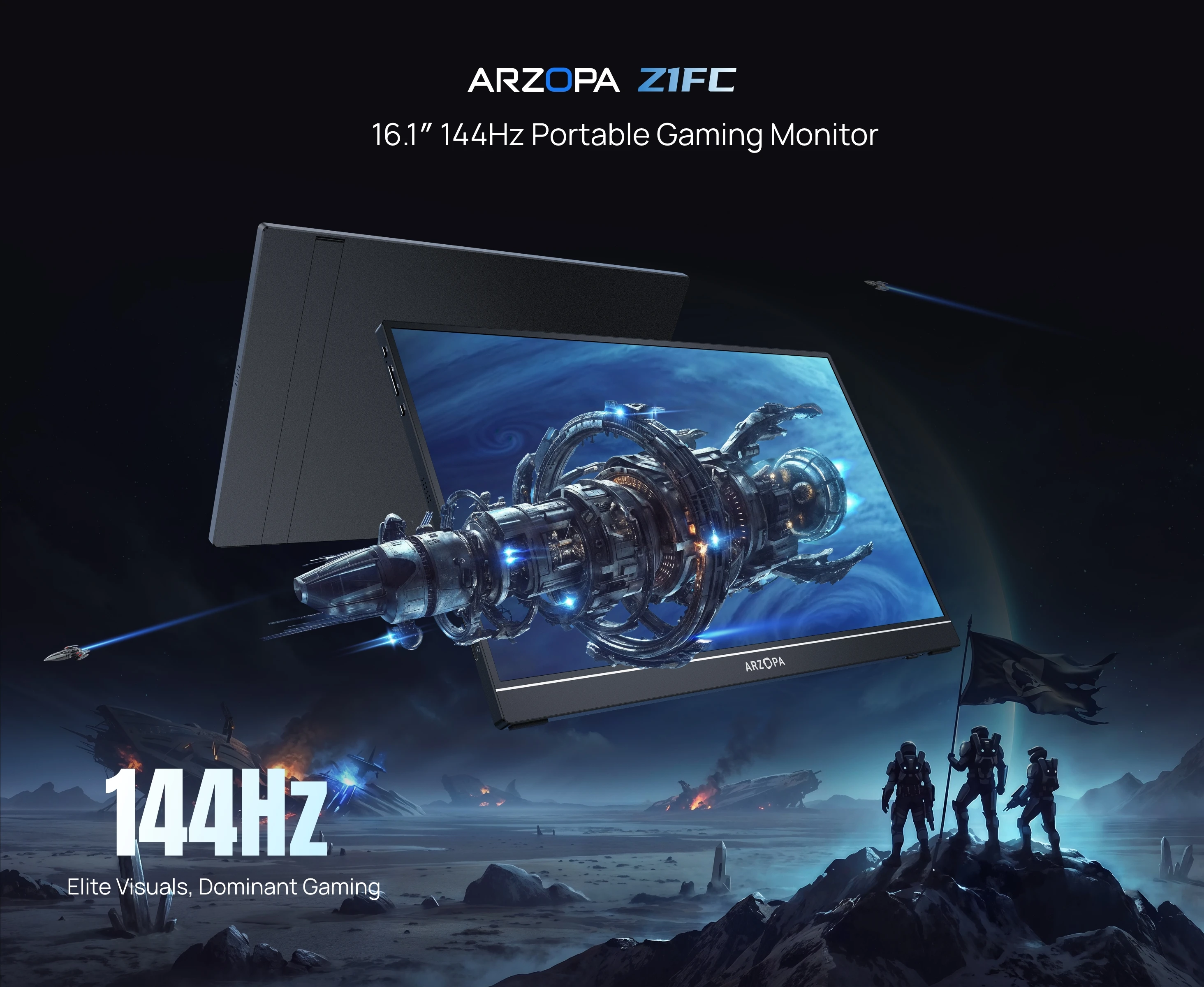 ARZOPA 16.1 Inch 144Hz 100% SRGB 1080P FHD IPS Portable Gaming Monitor External Second Screen Display for Laptop/PC/PS/Xbox Z1FC