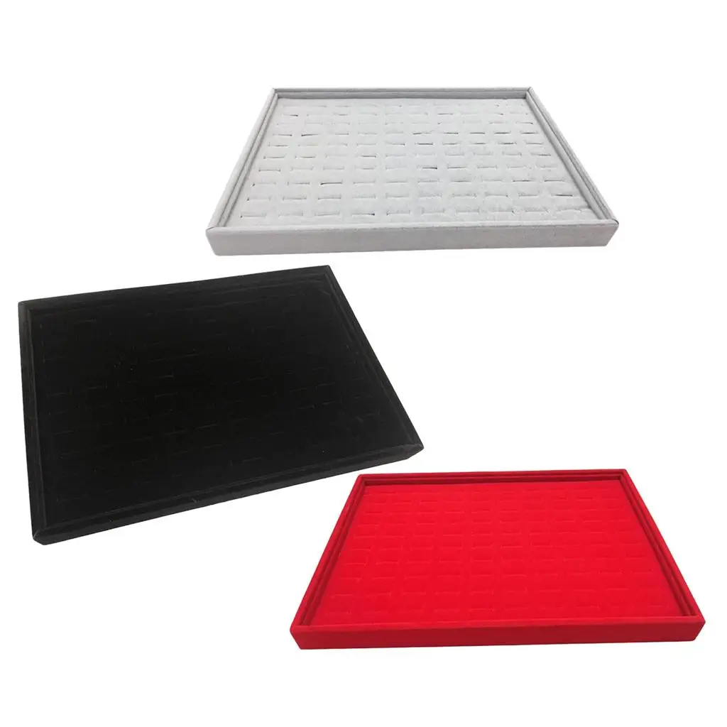 Velvet Tray Pad Showcase 35x24x3cm Large Insert Slots Counter Display