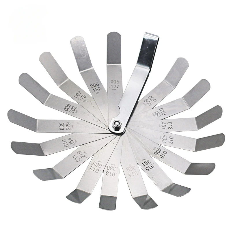 

1 set for 16 Blades Feeler Gauge 0.05 to 1mm Thickness Curved Stainless Steel Gap Metric Filler Feeler Gauge