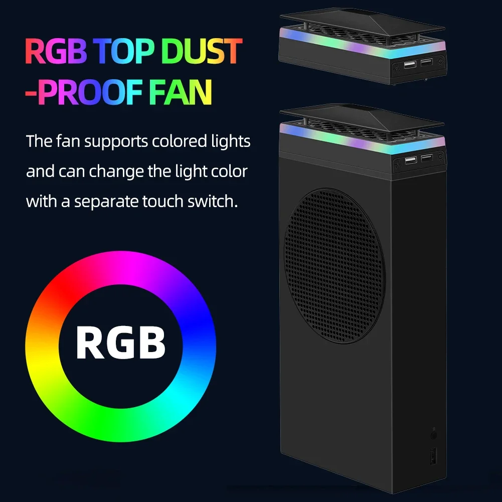 Game Console Cooling Fan Cooler for Xbox Series S Console Accessory Top Dust Proof Cover3 Gears Heat Dissipation RGB Fan Cooler