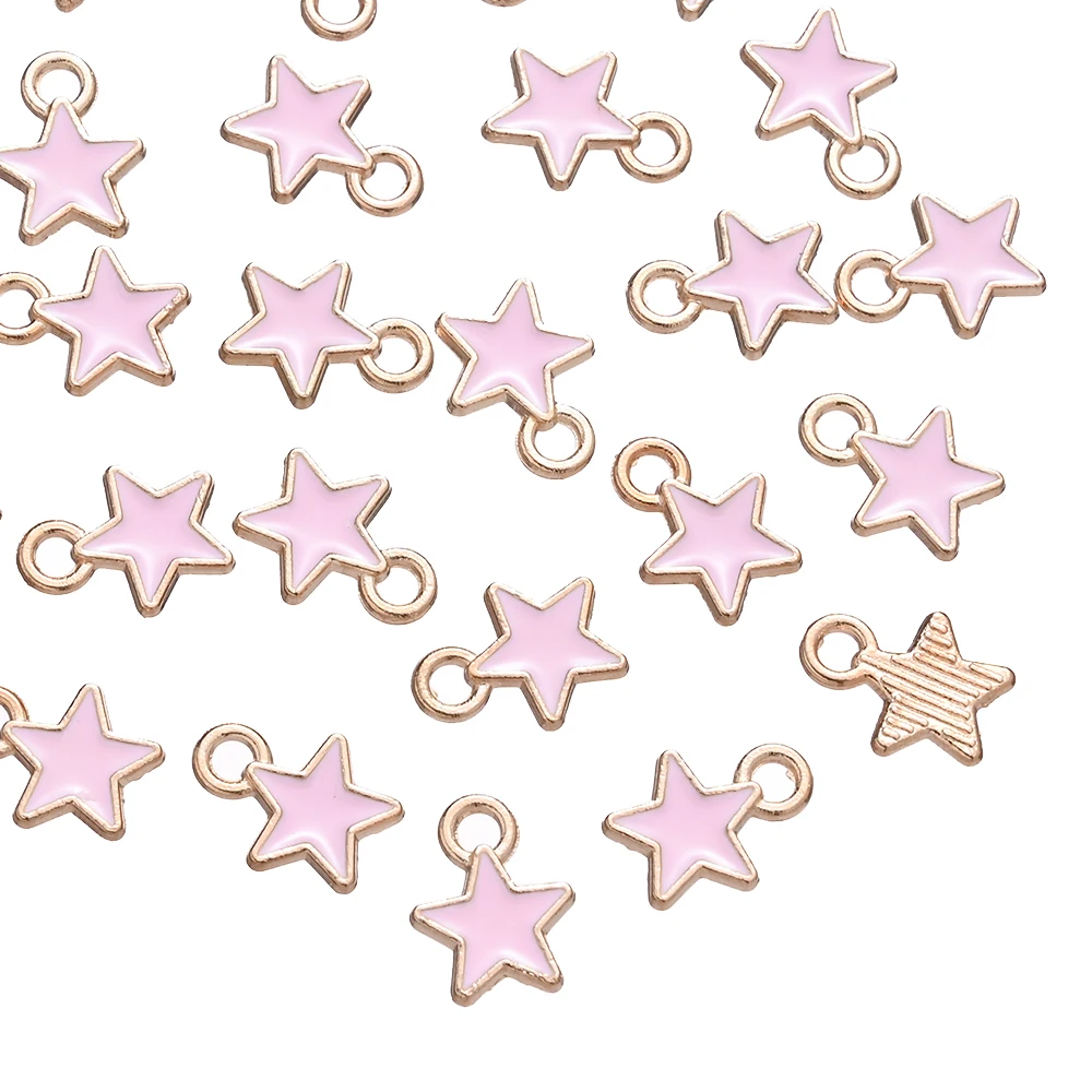 10/50pcs Multicolor Alloy Enamel Star Charms for DIY Jewellery
