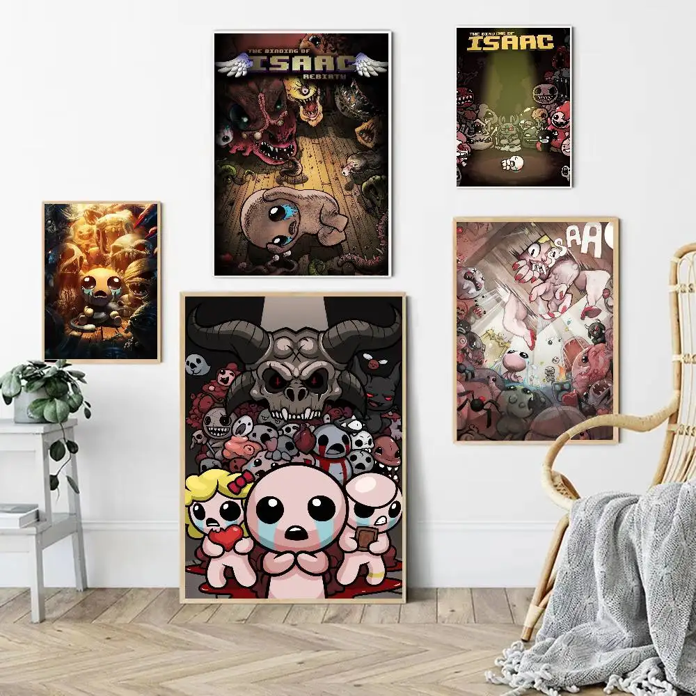 GAME The Binding Of Isaac Anime Poster Waterproof Wall Art Sticker For Bar Living Room Vintage Room Decor Print Gift