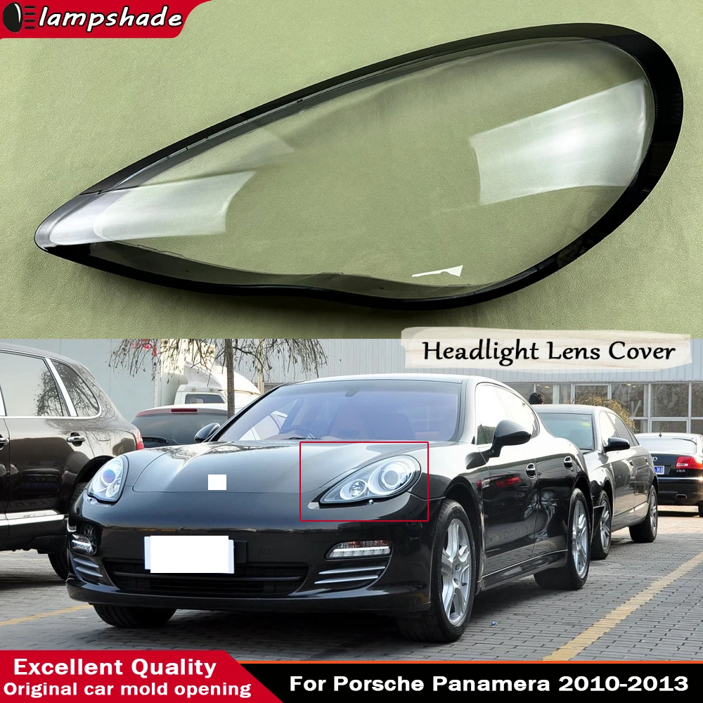 

Black/Grey Border Headlight Cover For Porsche Panamera 2010-2013 Headlamp Shell Headhights Lens Lampshade Transparent Plexiglass