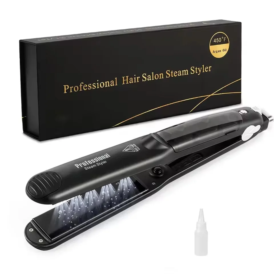 Professional Steam Hair Straightener Ceramic Flat Iron 450℉ Fast Heat  Oil Treatment Hair Care Tools