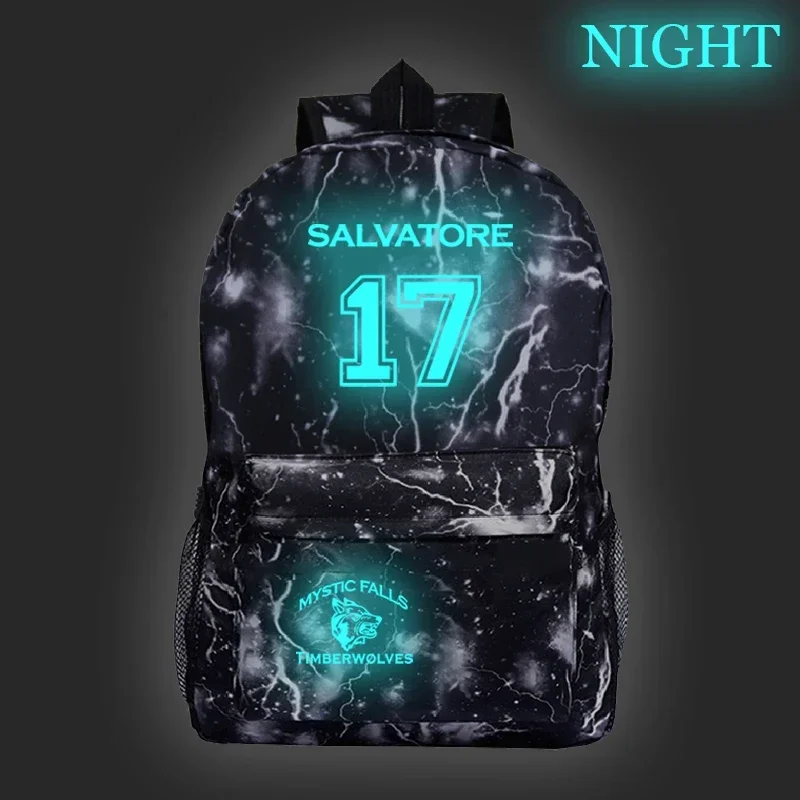 

Fashion Salvatore 17 Pattern Luminous Backpack The Vampire Diaries Students Boys Girl School Bags Woman Men Laptop Shoulder Bags