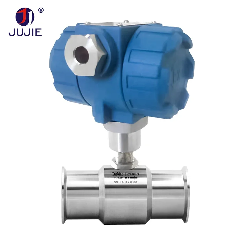 2026 4-20mA Turbine Flowmeter Water Liquid Diesel Fuel Milk Oil Water Clamp Flow Meter