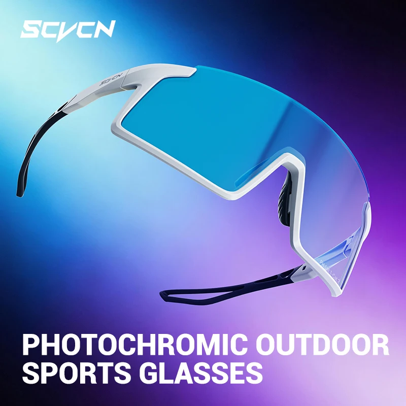 Scvcn Photochormic Hiking Glasses Outdoor Sport Climbing Mountainneer Glasses UV400 Lenses Sunglasses Windproof Wide Sight